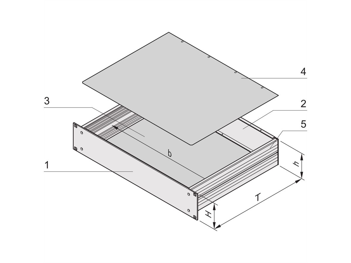 SCHROFF 19"-Kompletteinschub aus Aluminium, Deck- und Bodenblech geschlossen - MULTIPAC PRO 3HE 400T DBLGES