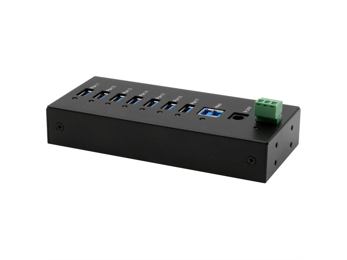 EXSYS EX-11247HMS 7 Port USB 3.2 Gen 1 HUB Din-Rail Kit und Wand VIA VL813 Chipset