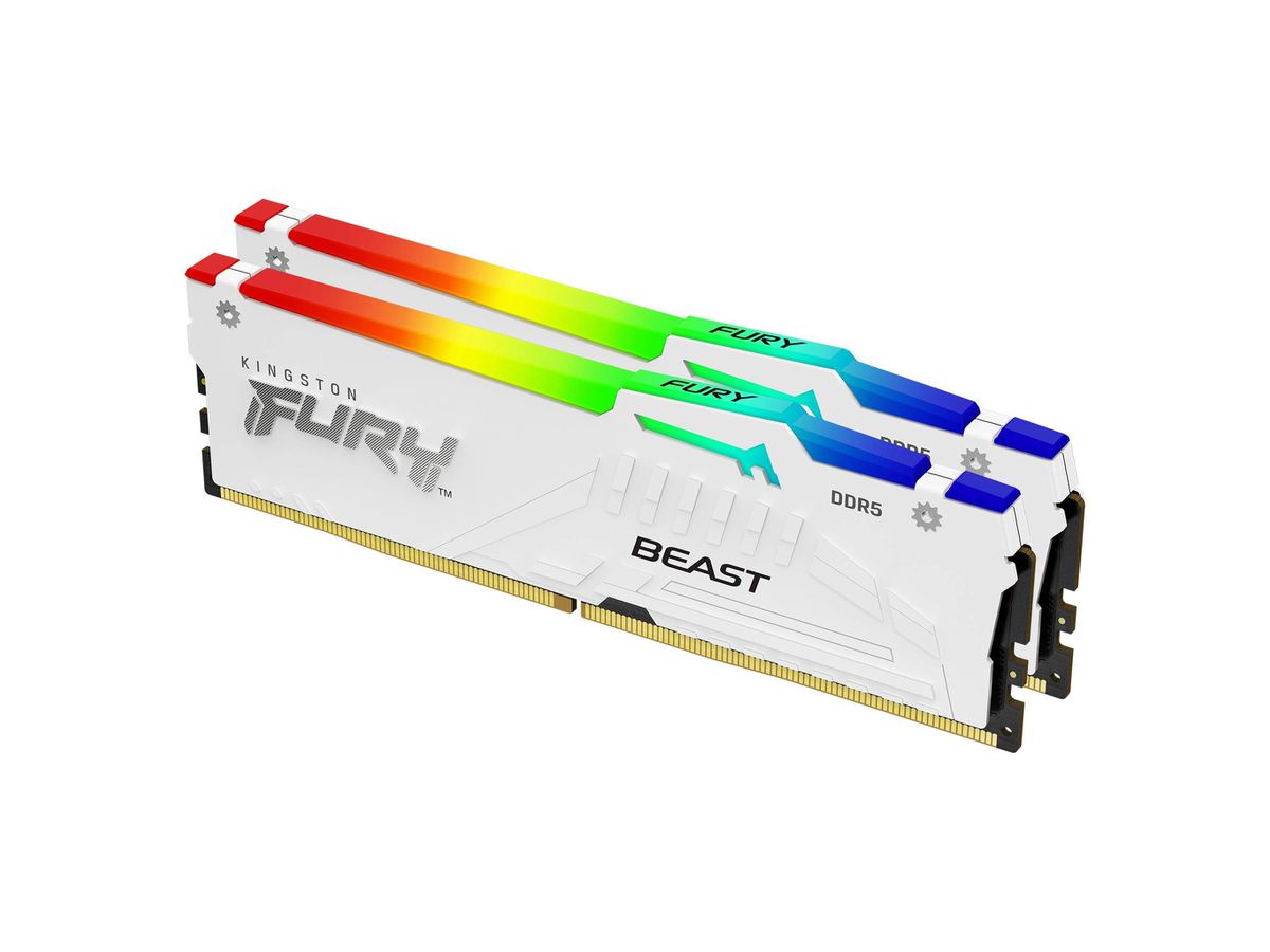 Kingston Technology FURY Beast 64 GB 6000 MT/s DDR5 CL36 DIMM (2er-Kit) White RGB EXPO