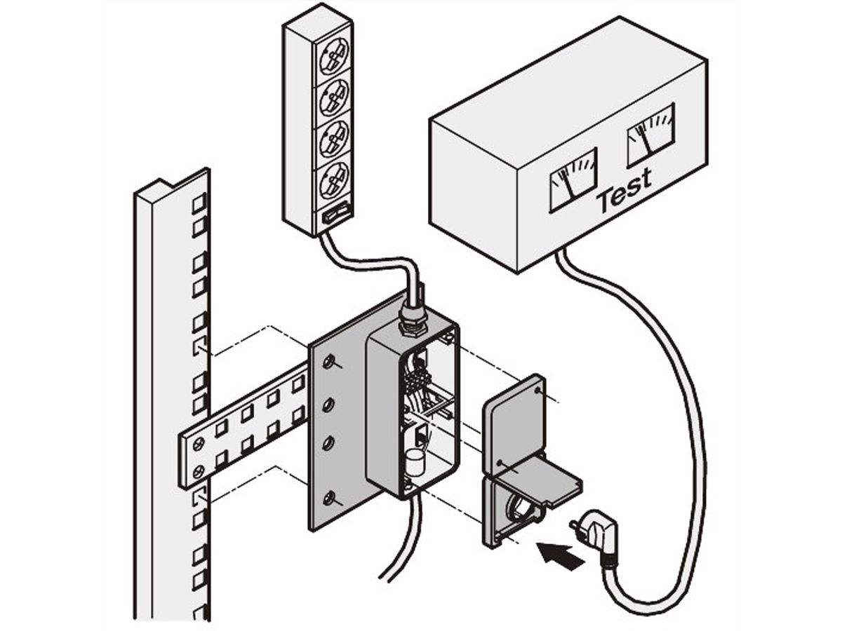 SCHROFF Verteilerdose mit Schutzkontakt-Steckdose - ANSCHLUSS/SERVICE-STECKDOSE