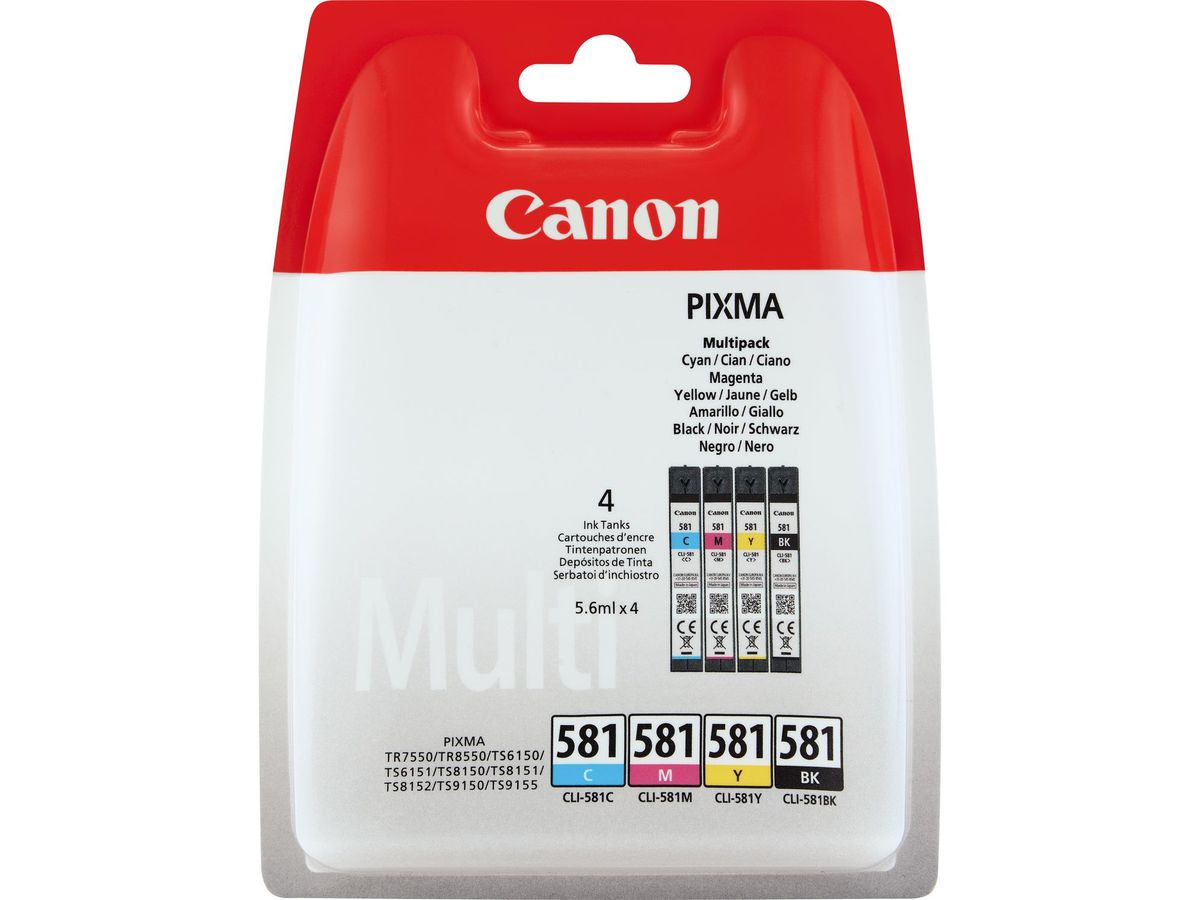 Canon CLI-581 Multipack 5.6ml 5.6ml Schwarz, Cyan, Magenta, Gelb Tintenpatrone