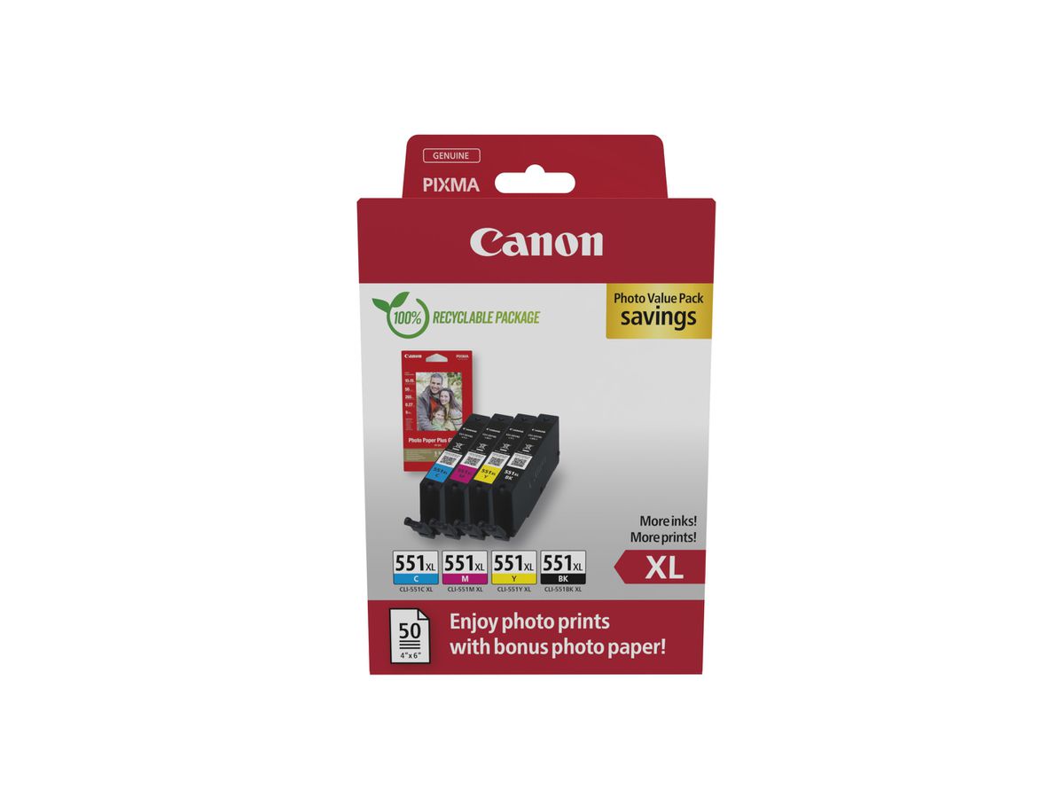 Canon CLI-551XL BK/C/M/Y Photo Value Pack