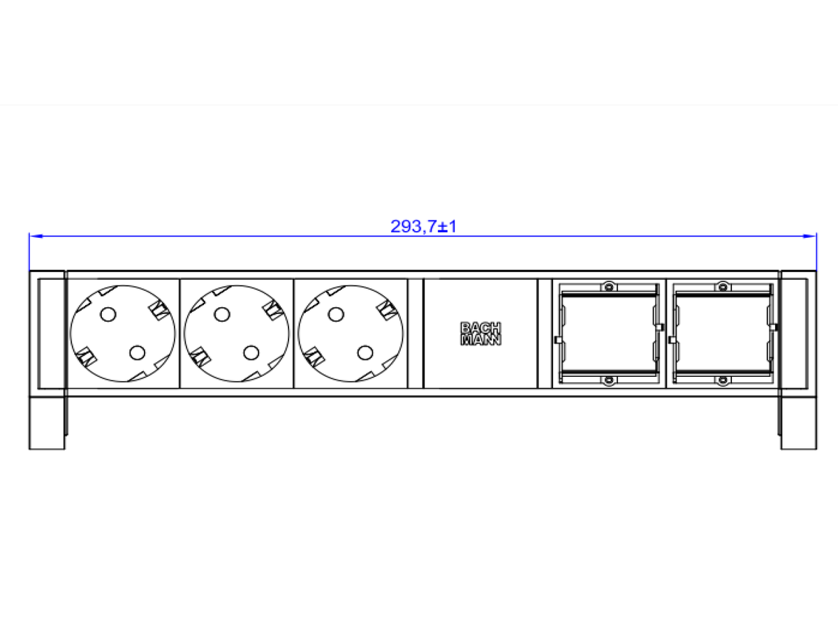 BACHMANN DESK2 3xCEE7/3 2xCM Strom 0,2m GST18 RAL9005