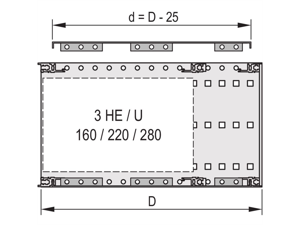 SCHROFF Abdeckblech für Anschraubung an die Seitenwand - ABDECKBL 84TE 235T 160/220T