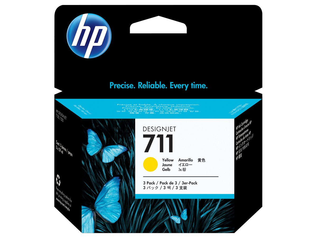 HP 711 3er-Pack Gelb DesignJet Tintenpatronen, 29 ml