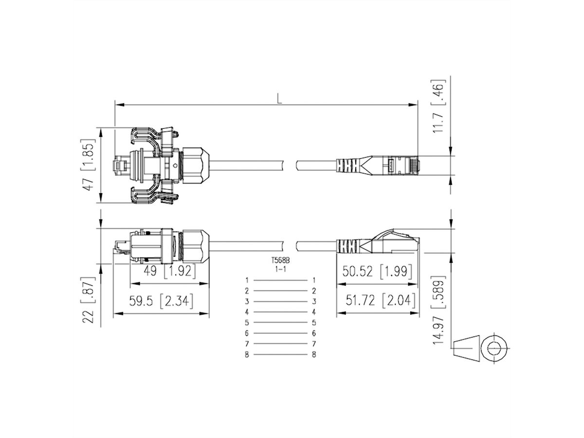 METZ CONNECT E-DAT Industry Patchkabel V6, IP67 - RJ45, 5 m